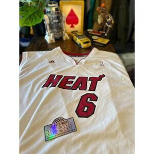 Miami Heat Jersey Mens 4XL White NBA Basketball Adidas LeBron James #6 Jersey